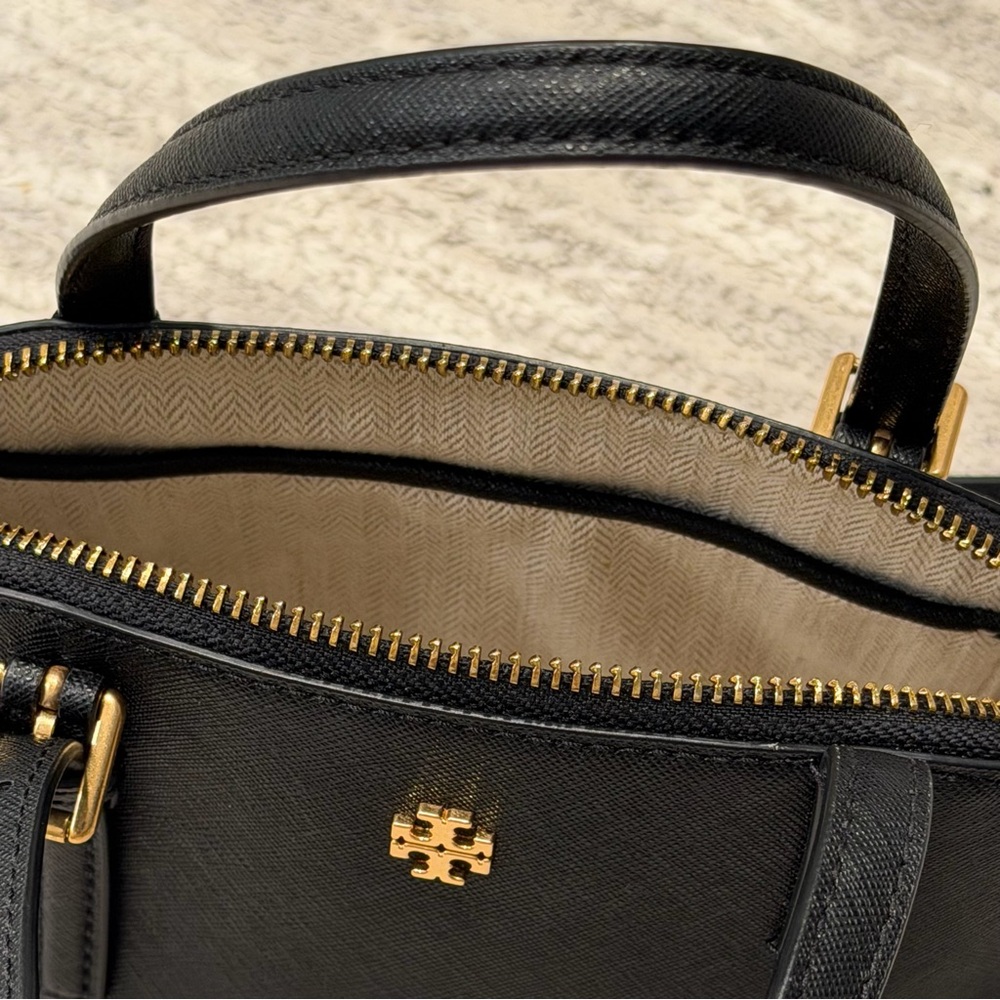 Tory Burch Black Crossbody Satchel Top handle Emerson Dome - Picture 10 of 11
